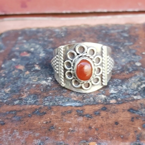 Vintage sterling carnelian ring 8 - Picture 2 of 8